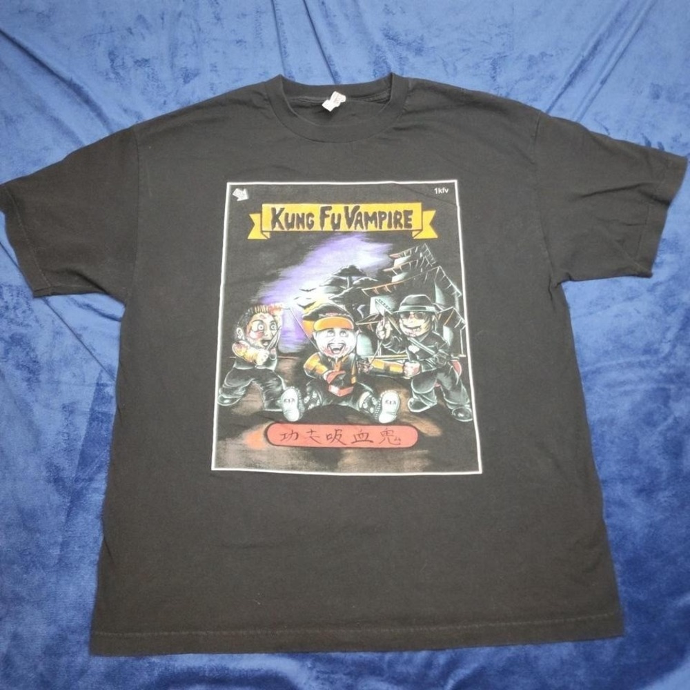 Kung Fu Vampire garbage pail kids black band merch tshirt XL - Picture 2 of 7